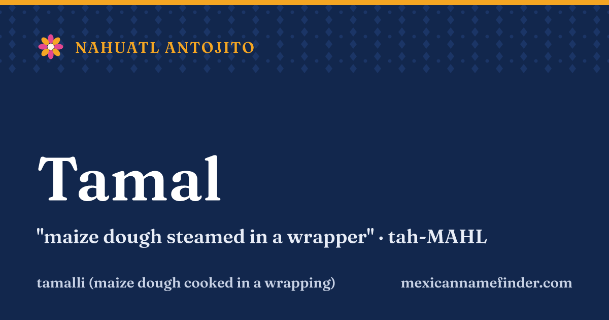 Tamal means maize dough steamed in a wrapper