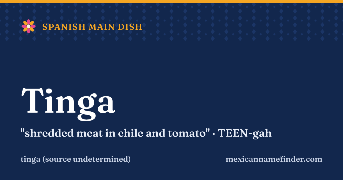 Tinga means shredded meat in chile and tomato