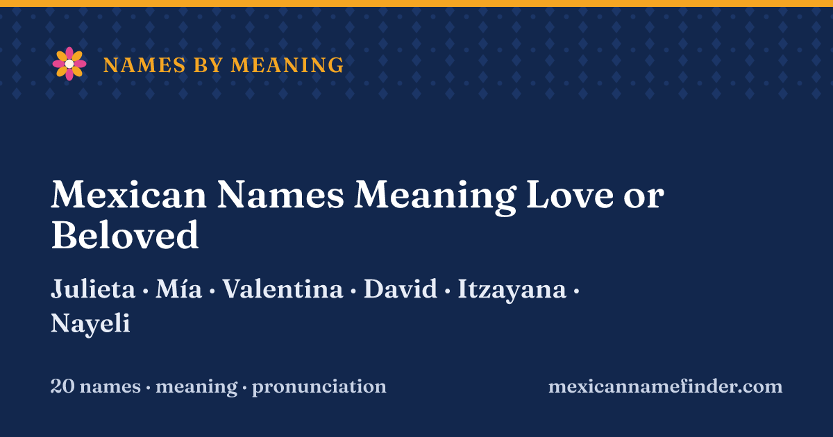 Mexican Names Meaning Love or Beloved: Julieta, Mía, Valentina, David, Itzayana