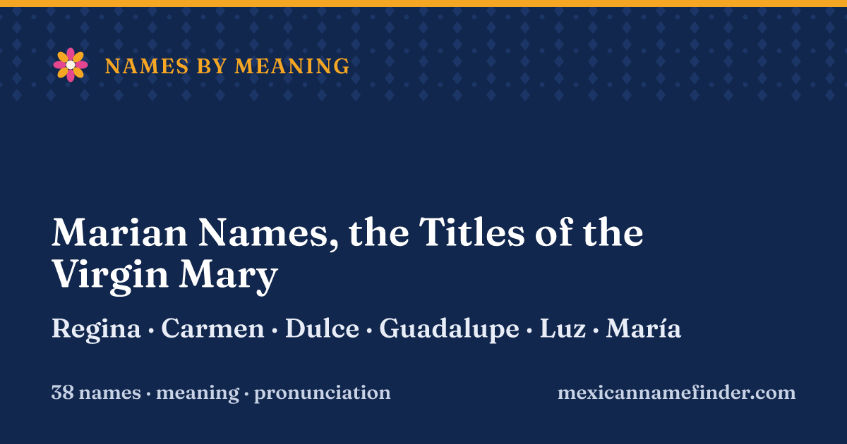 Marian Names, the Titles of the Virgin Mary: Regina, Carmen, Dulce, Guadalupe, Luz