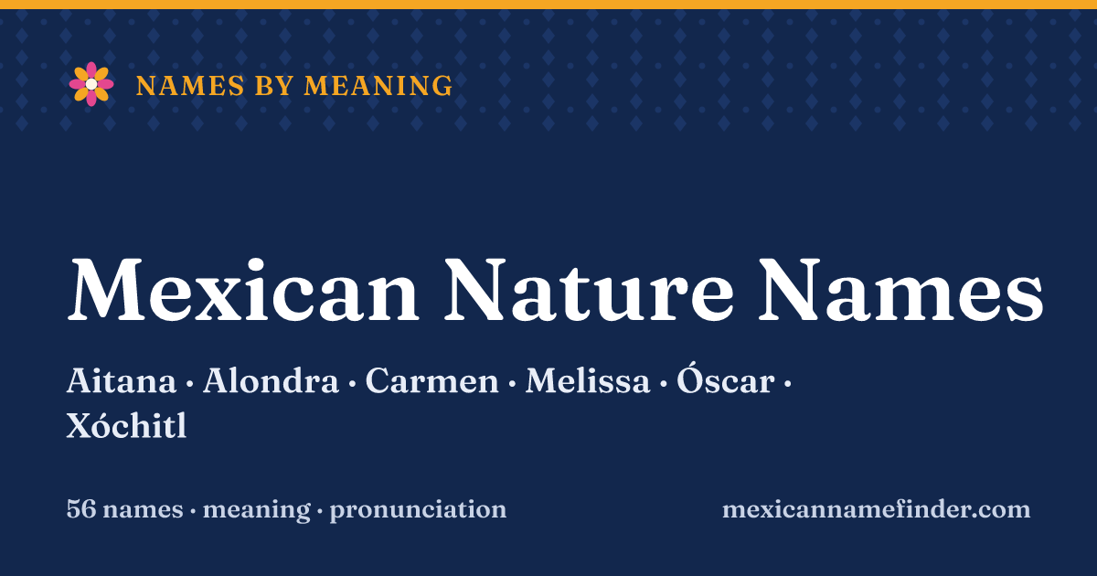 Mexican Nature Names: Aitana, Alondra, Carmen, Melissa, Óscar