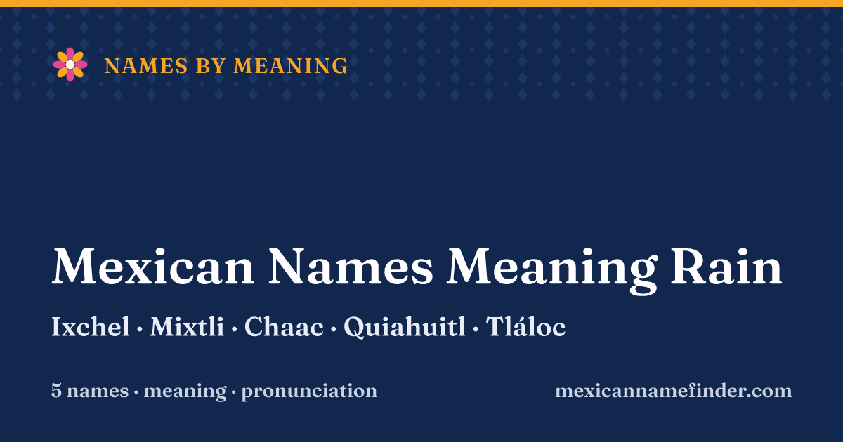 Mexican Names Meaning Rain: Ixchel, Mixtli, Chaac, Quiahuitl, Tlรกloc