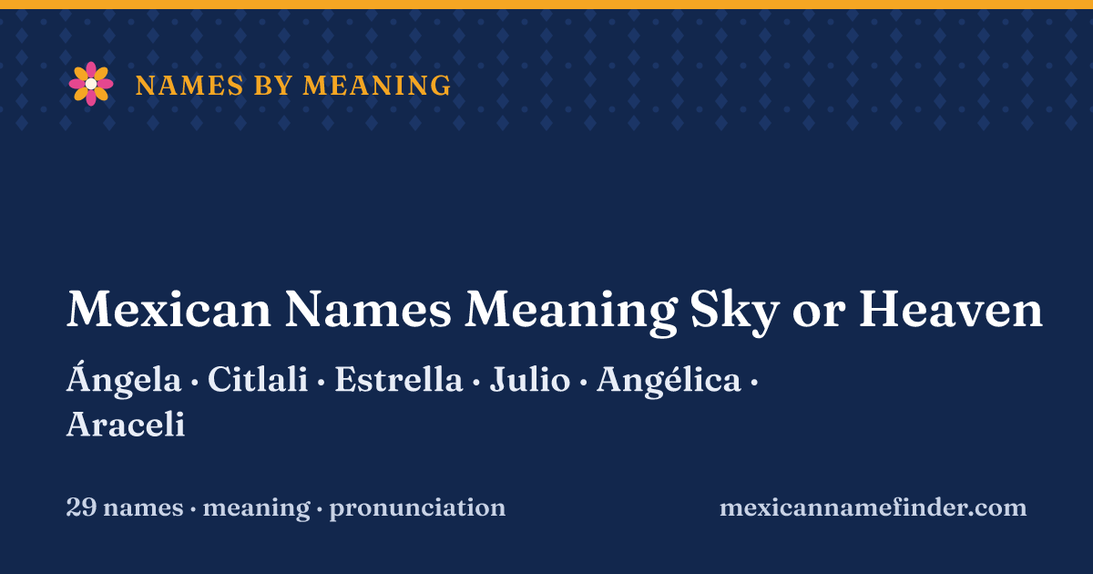 Mexican Names Meaning Sky or Heaven: Ángela, Citlali, Estrella, Julio, Angélica