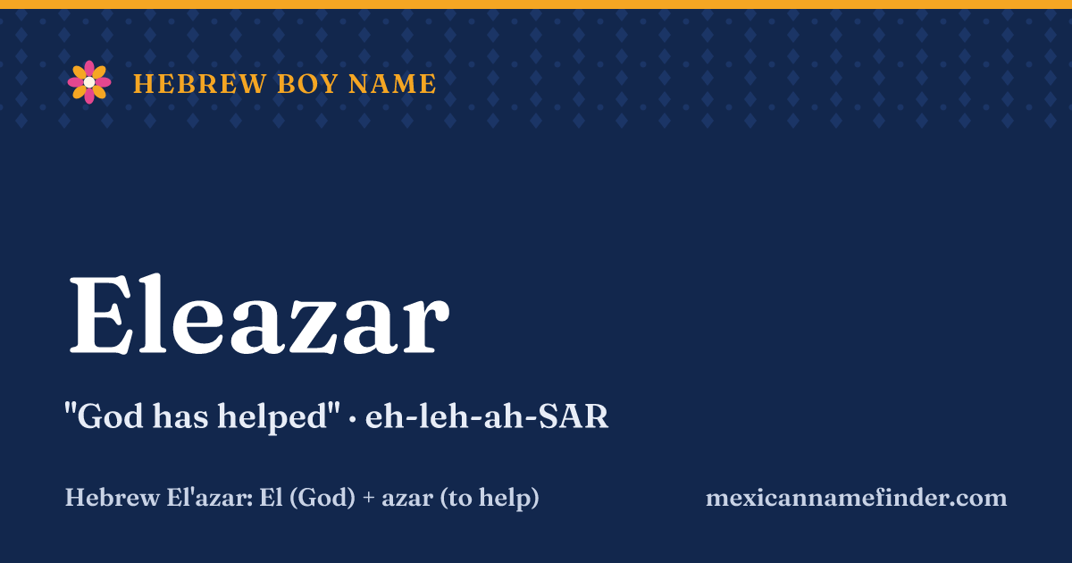 Eleazar means God has helped