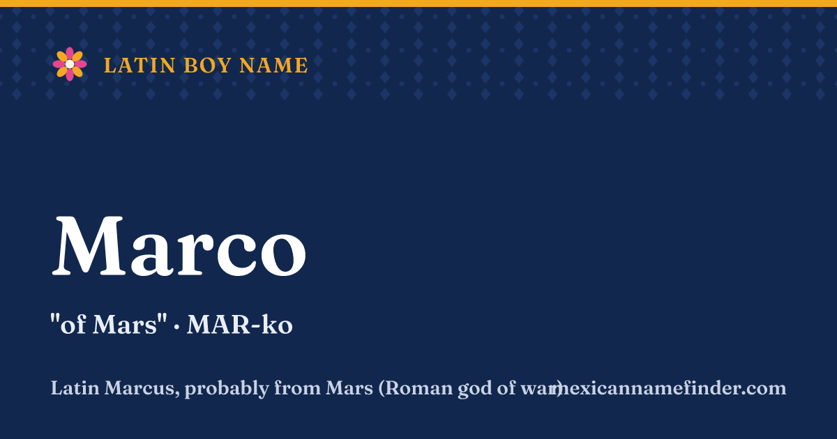 Marco means of Mars